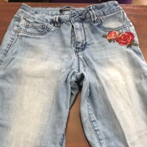 Light wash floral jeans